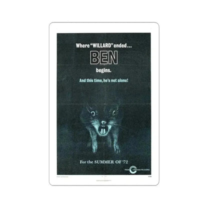 Ben 1972 Movie Poster - STICKER Vinyl Kiss-Cut Decal - The Sticker Space