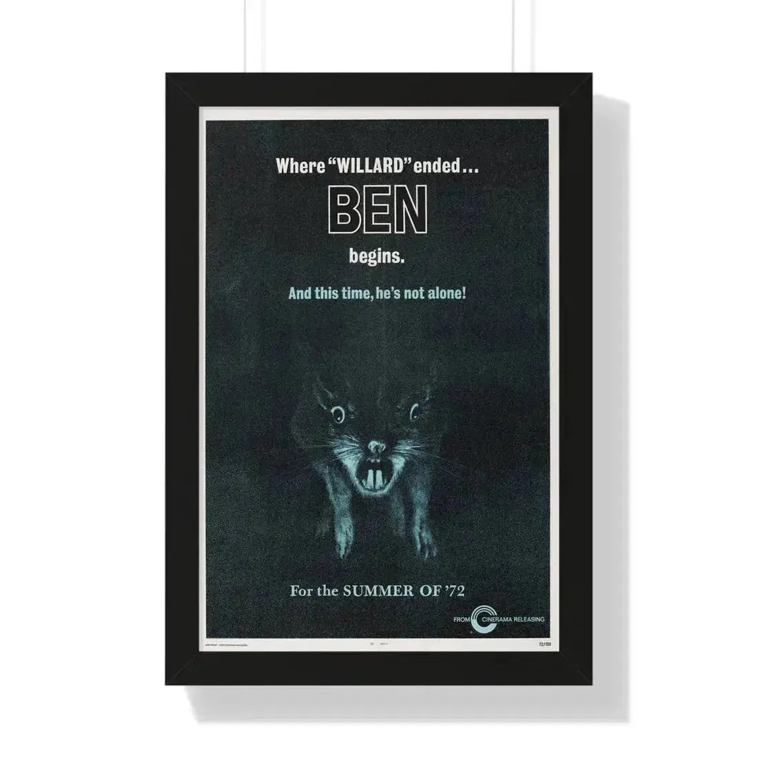 BEN (TEASER) 1972 - Framed Movie Poster 16″ x 24″ Black - The Sticker Space