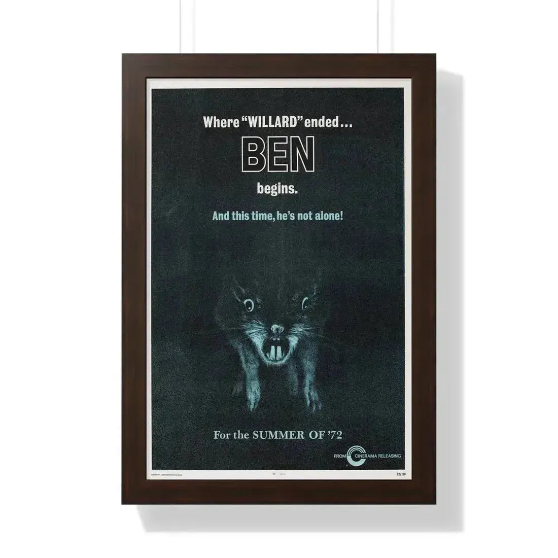 BEN (TEASER) 1972 - Framed Movie Poster 16″ x 24″ Walnut - The Sticker Space