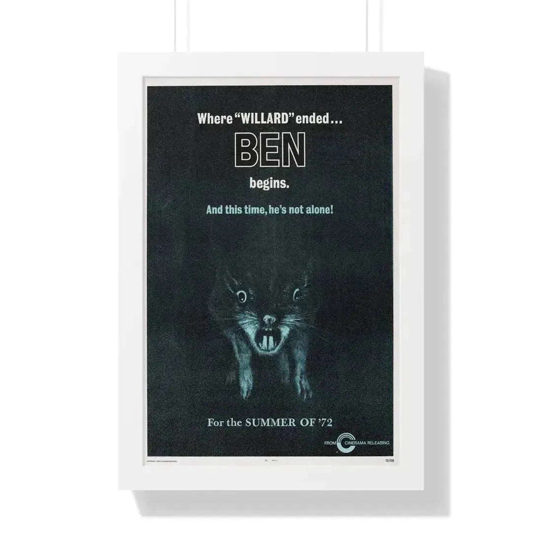 BEN (TEASER) 1972 - Framed Movie Poster 16″ x 24″ White - The Sticker Space