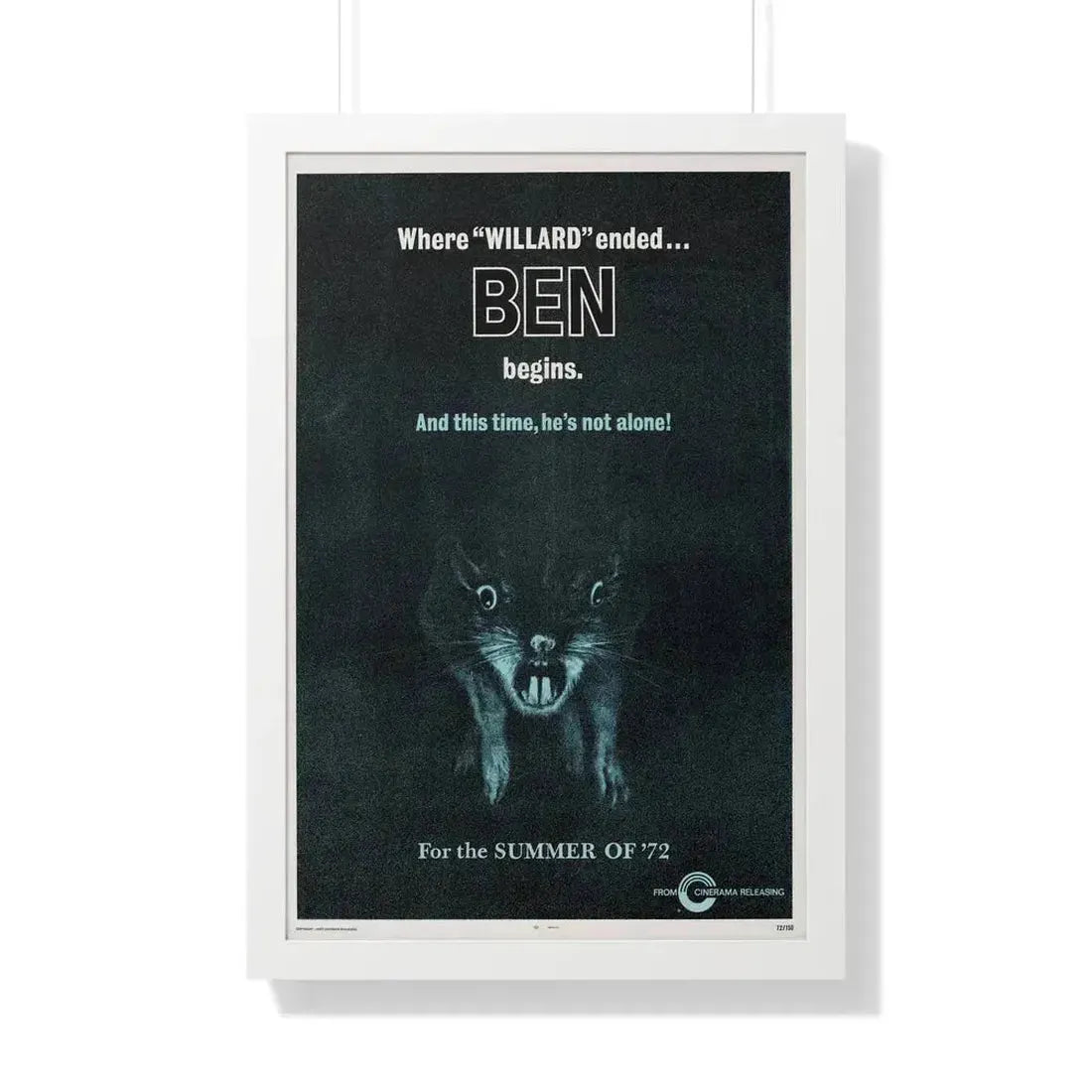 BEN (TEASER) 1972 - Framed Movie Poster 20" x 30" White - The Sticker Space