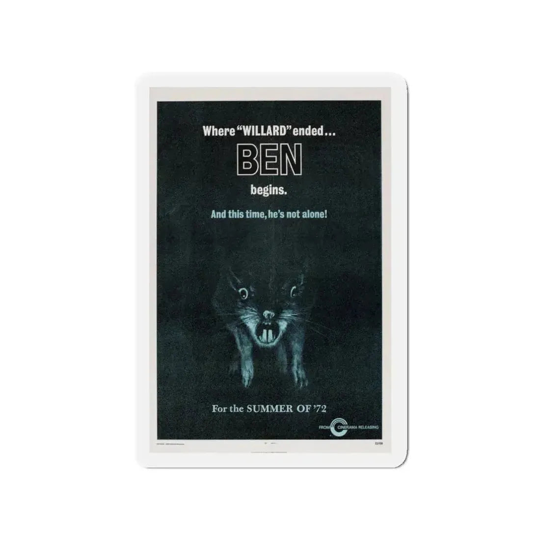 BEN (TEASER) 1972 Movie Poster - Refrigerator Magnet 3 Inch - The Sticker Space