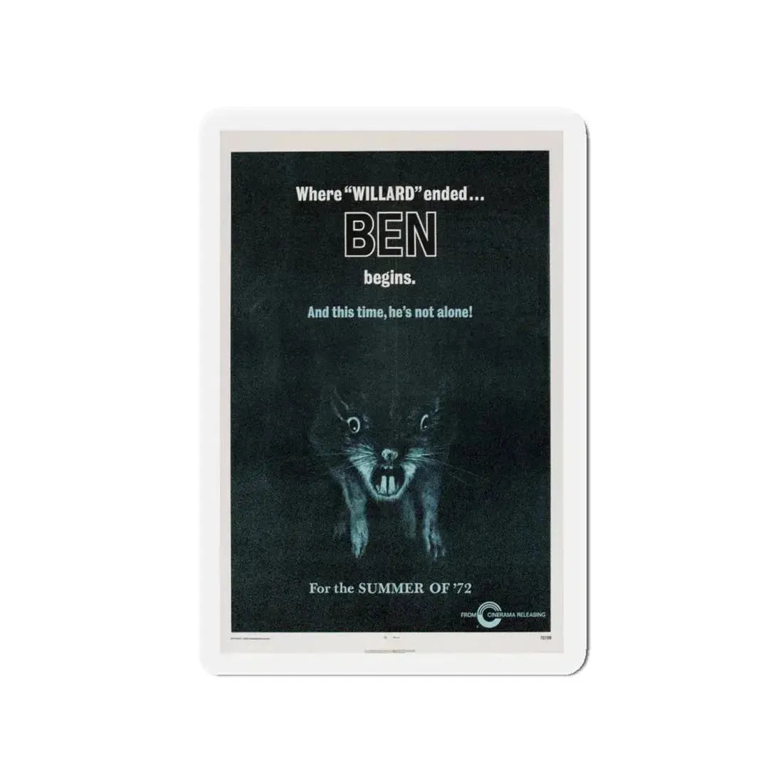 BEN (TEASER) 1972 Movie Poster - Refrigerator Magnet 4 Inch - The Sticker Space
