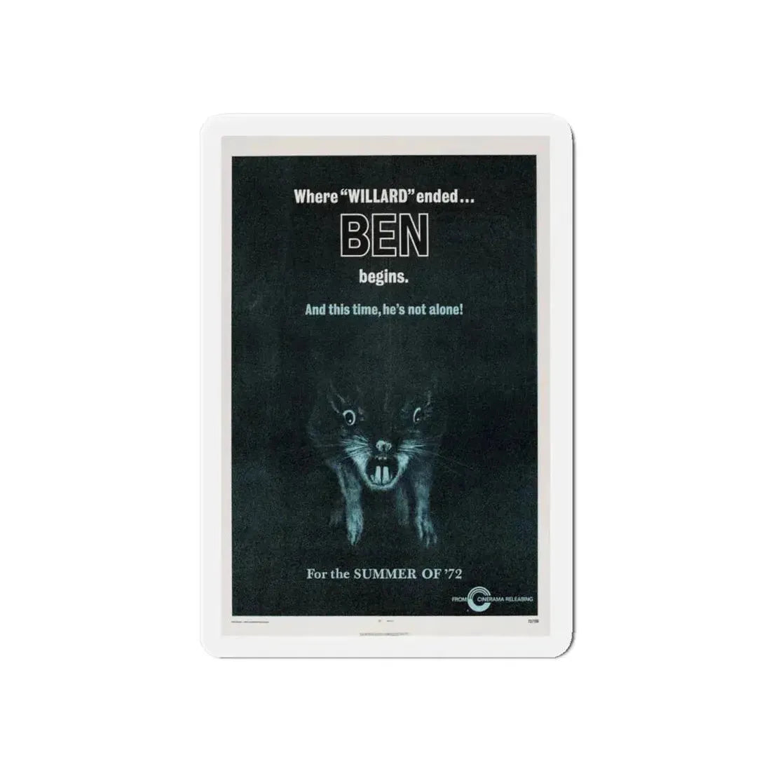 BEN (TEASER) 1972 Movie Poster - Refrigerator Magnet 6 Inch - The Sticker Space