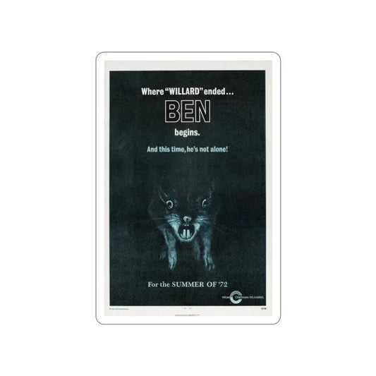 BEN (TEASER) 1972 Movie Poster STICKER Vinyl Die-Cut Decal 2 Inch - The Sticker Space