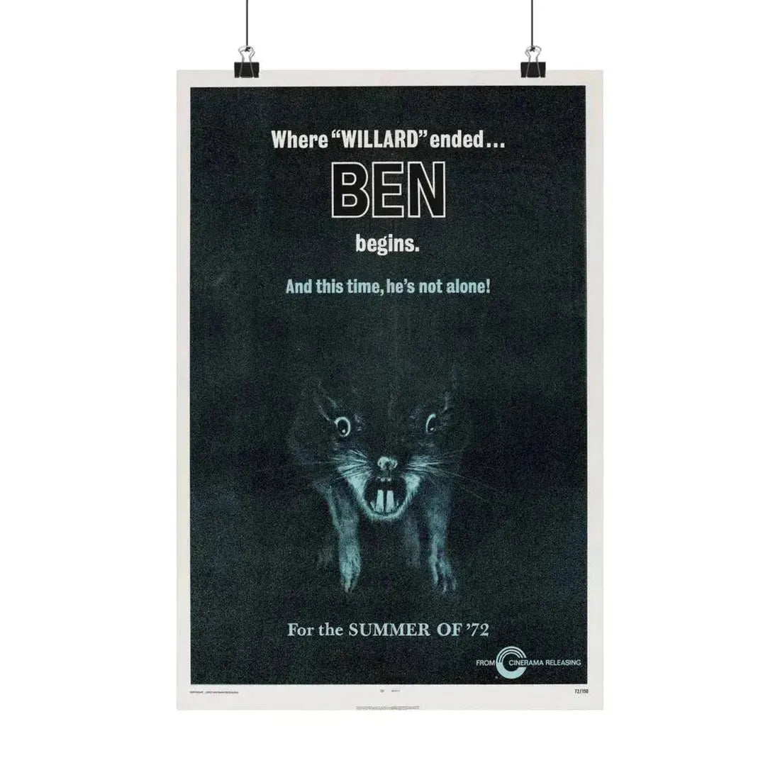 BEN (TEASER) 1972 - Paper Movie Poster 12″ x 18″ Matte - The Sticker Space