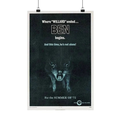 BEN (TEASER) 1972 - Paper Movie Poster 12″ x 18″ Matte - The Sticker Space