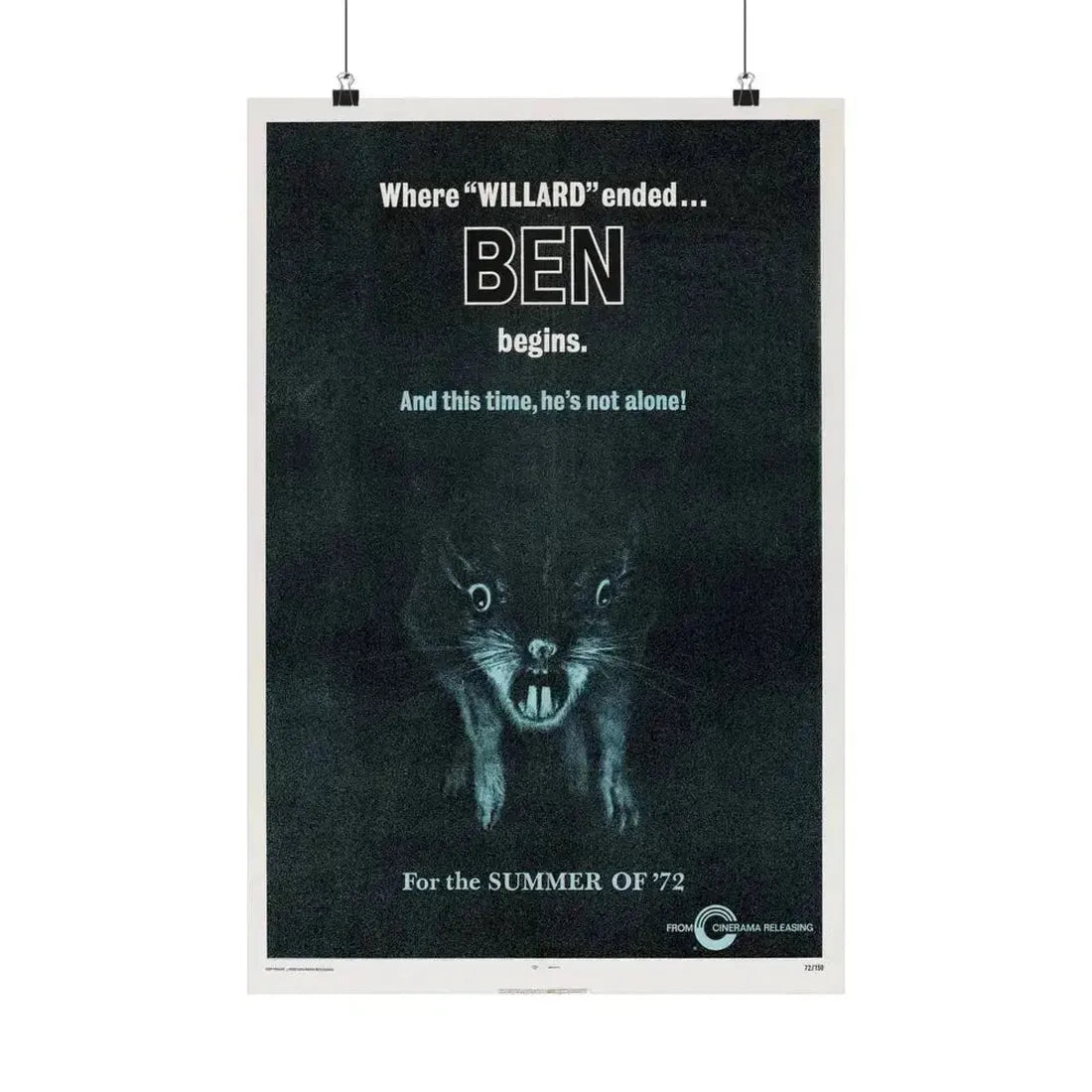BEN (TEASER) 1972 - Paper Movie Poster 16″ x 24″ Matte - The Sticker Space