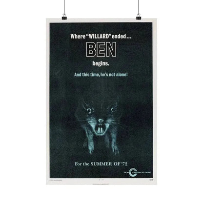 BEN (TEASER) 1972 - Paper Movie Poster 16″ x 24″ Matte - The Sticker Space