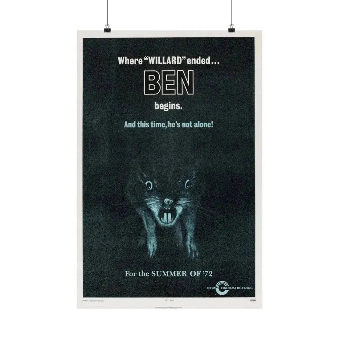 BEN (TEASER) 1972 - Paper Movie Poster 20″ x 30″ Matte - The Sticker Space