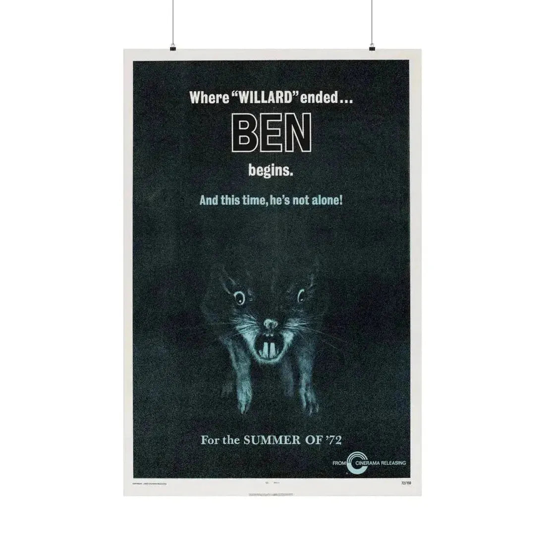 BEN (TEASER) 1972 - Paper Movie Poster 36" x 54" Matte - The Sticker Space