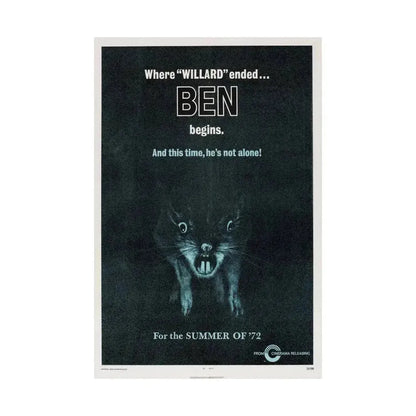 BEN (TEASER) 1972 - Paper Movie Poster - The Sticker Space