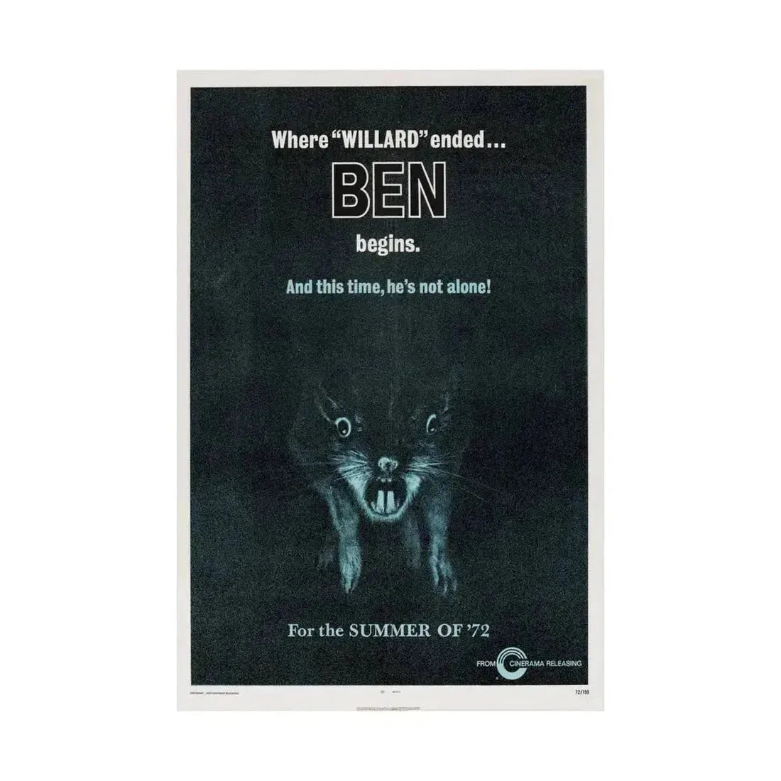 BEN (TEASER) 1972 - Paper Movie Poster - The Sticker Space