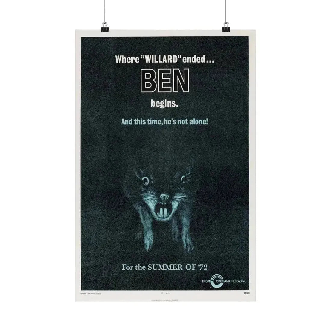 BEN (TEASER) 1972 - Paper Movie Poster - The Sticker Space