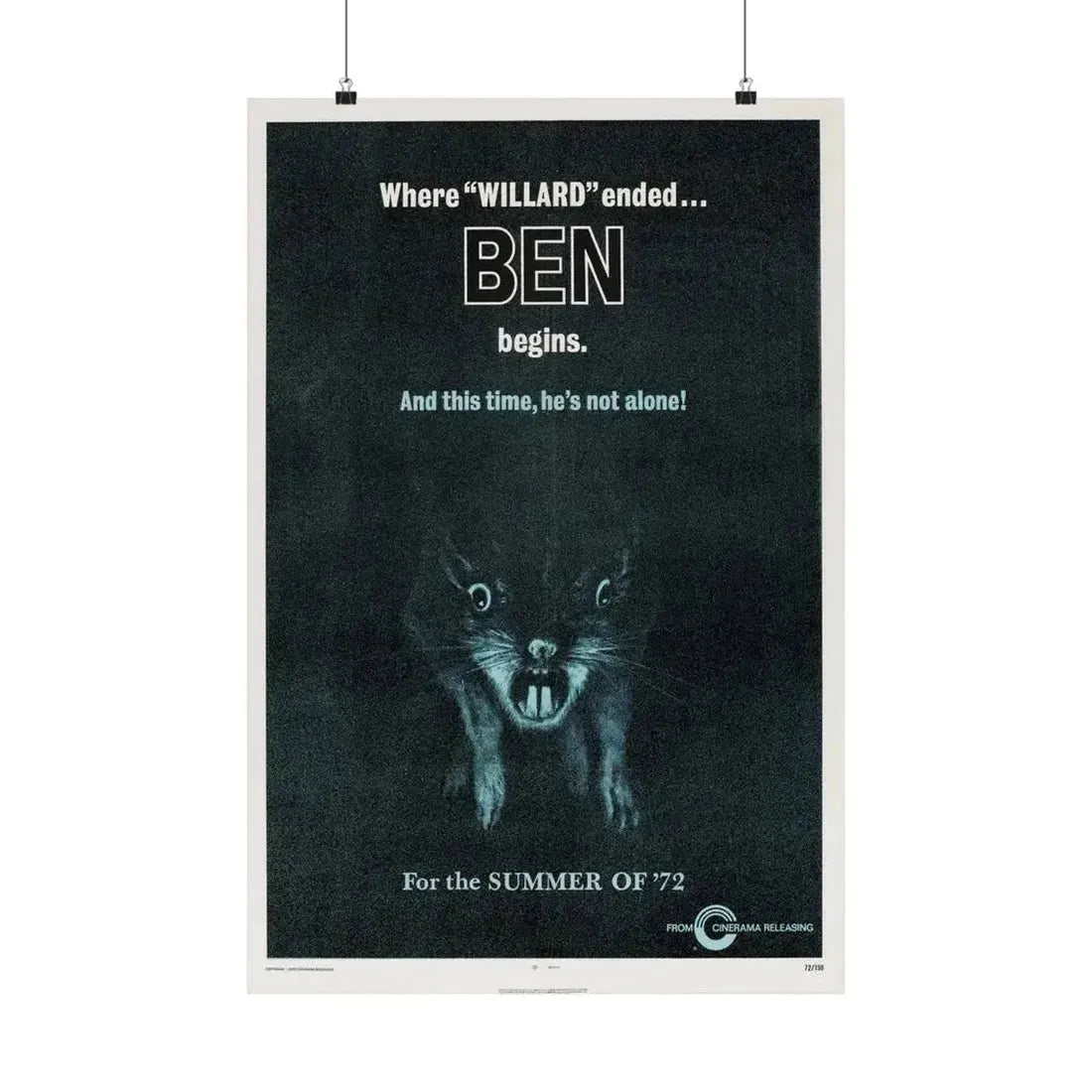 BEN (TEASER) 1972 - Paper Movie Poster - The Sticker Space