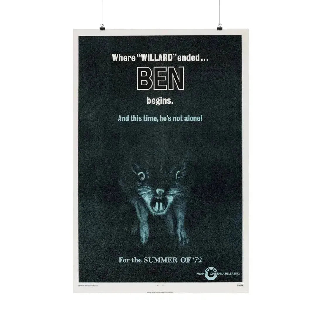 BEN (TEASER) 1972 - Paper Movie Poster - The Sticker Space