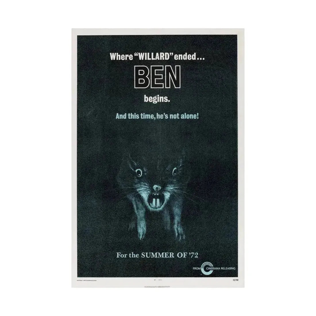 BEN (TEASER) 1972 - Paper Movie Poster - The Sticker Space