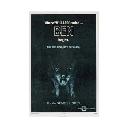 BEN (TEASER) 1972 - Paper Movie Poster - The Sticker Space