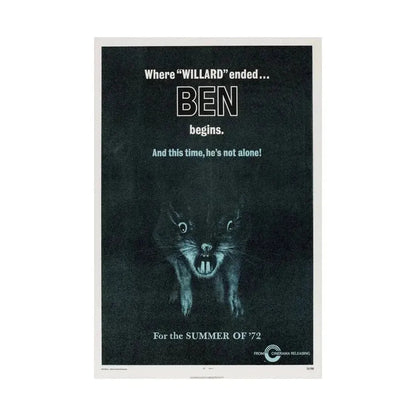 BEN (TEASER) 1972 - Paper Movie Poster - The Sticker Space