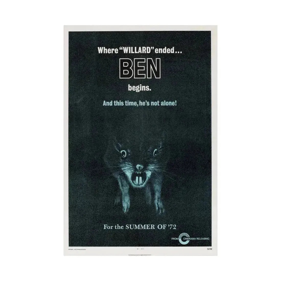BEN (TEASER) 1972 - Paper Movie Poster - The Sticker Space