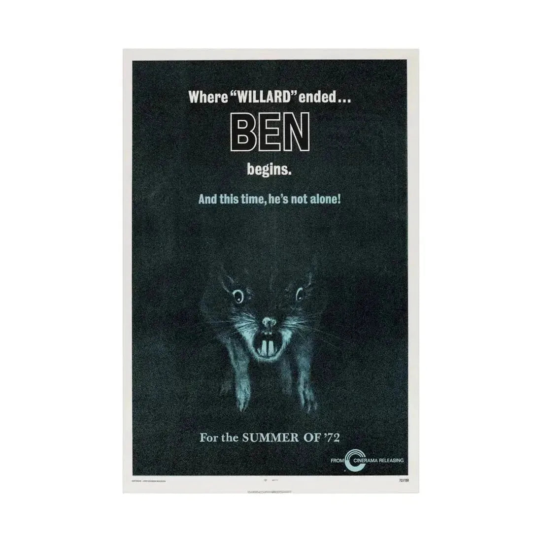 BEN (TEASER) 1972 - Paper Movie Poster - The Sticker Space
