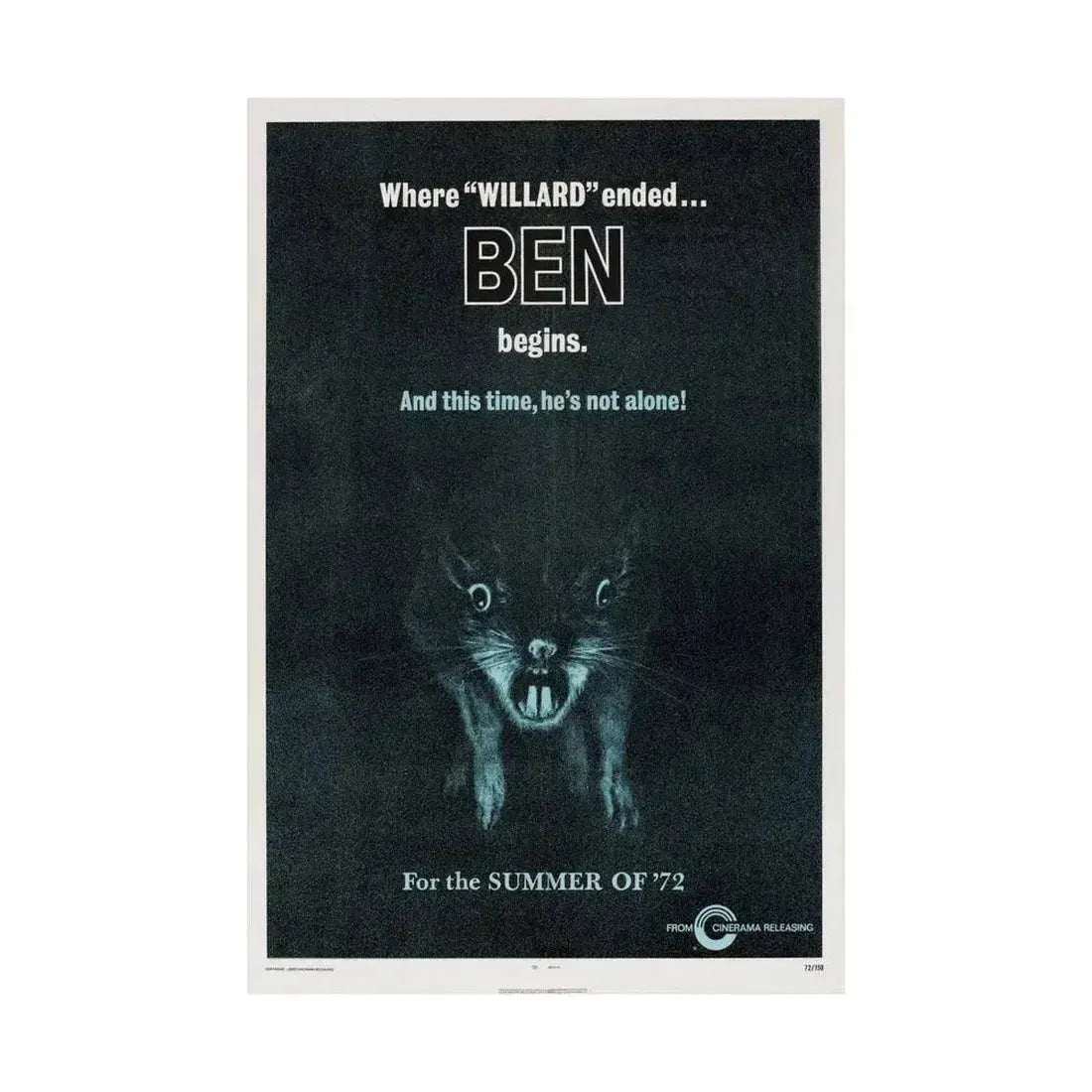 BEN (TEASER) 1972 - Paper Movie Poster - The Sticker Space