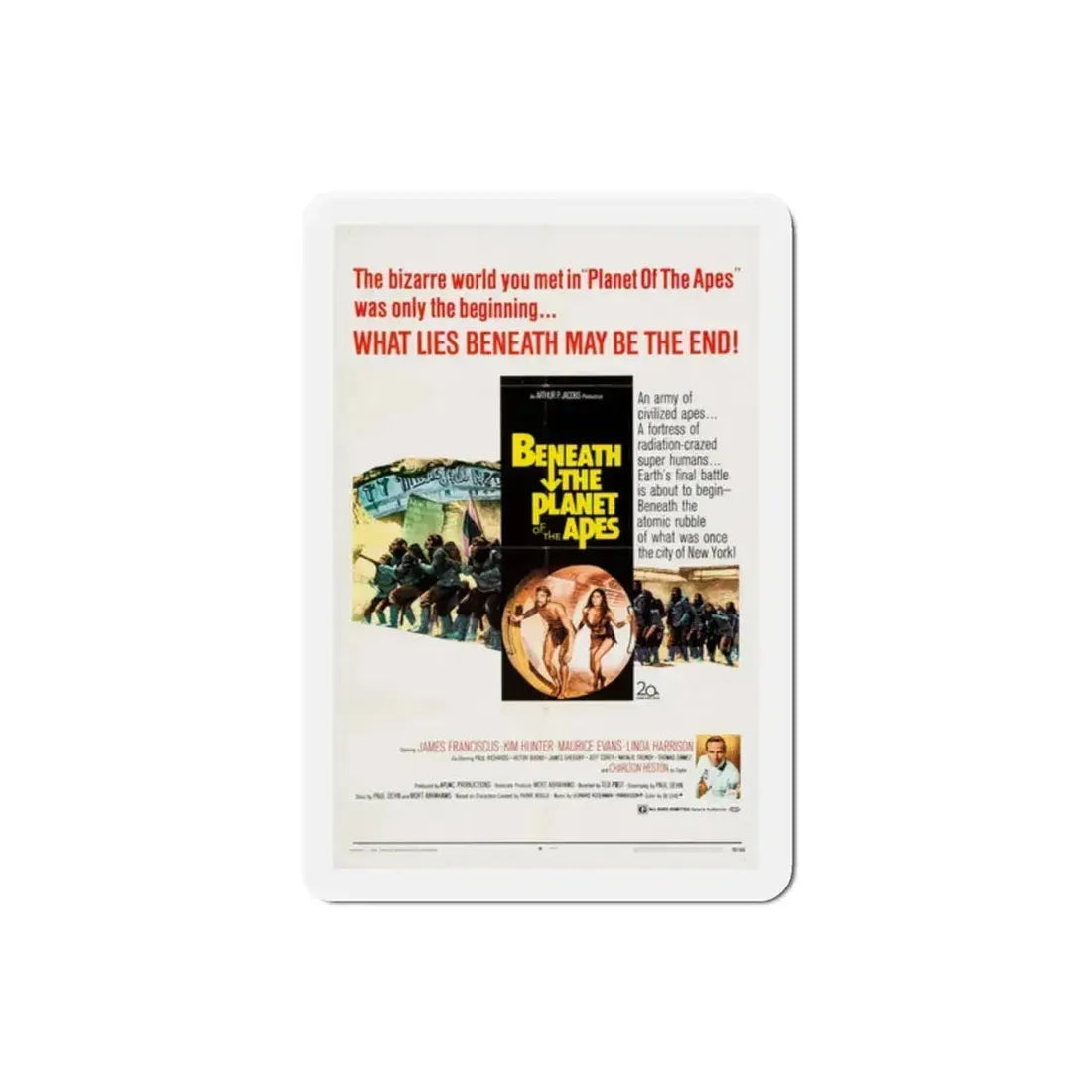Beneath the Planet of the Apes 1970 Movie Poster Refrigerator Magnet 2 Inch - The Sticker Space