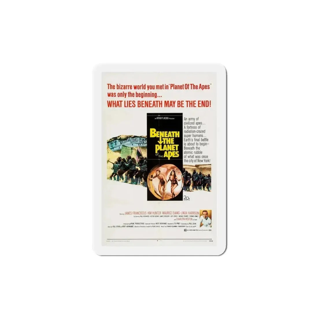 Beneath the Planet of the Apes 1970 Movie Poster Refrigerator Magnet 4 Inch - The Sticker Space