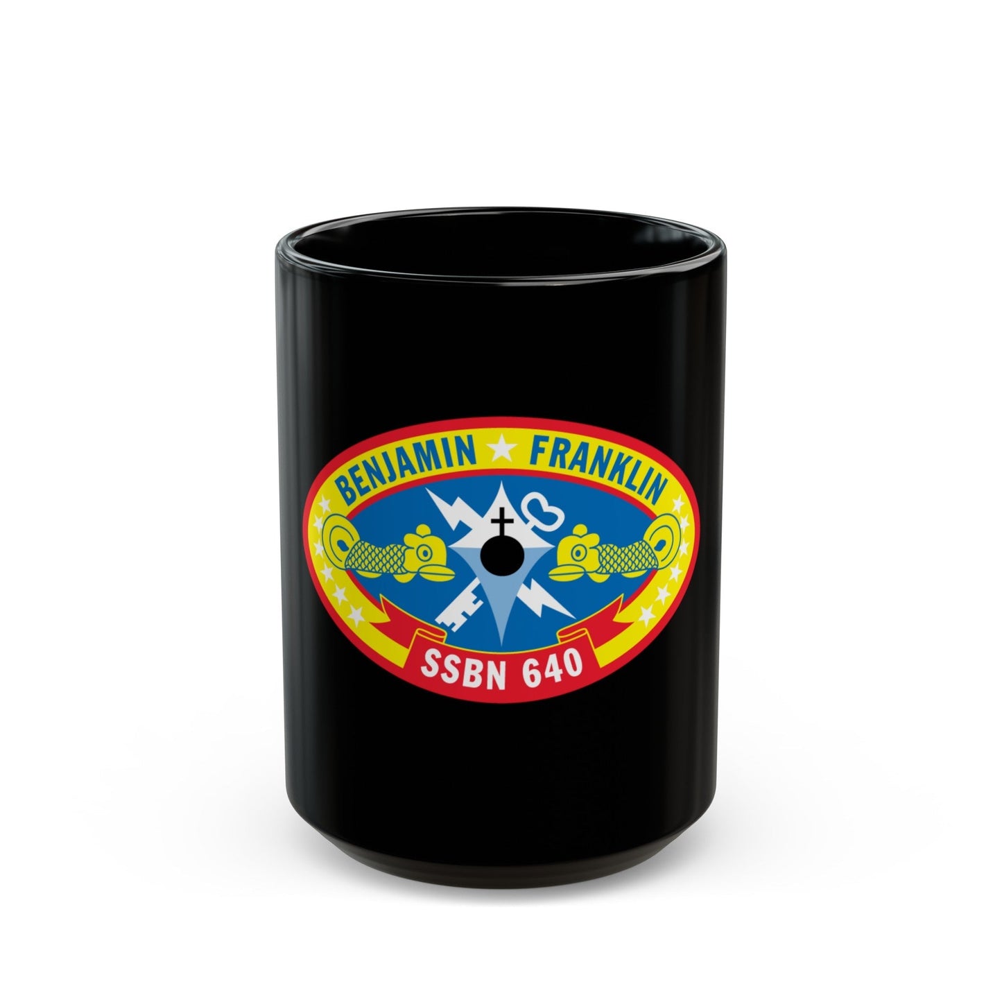 Benjamin Franklin SSBN 640 (U.S. Navy) Black Coffee Mug-15oz-The Sticker Space