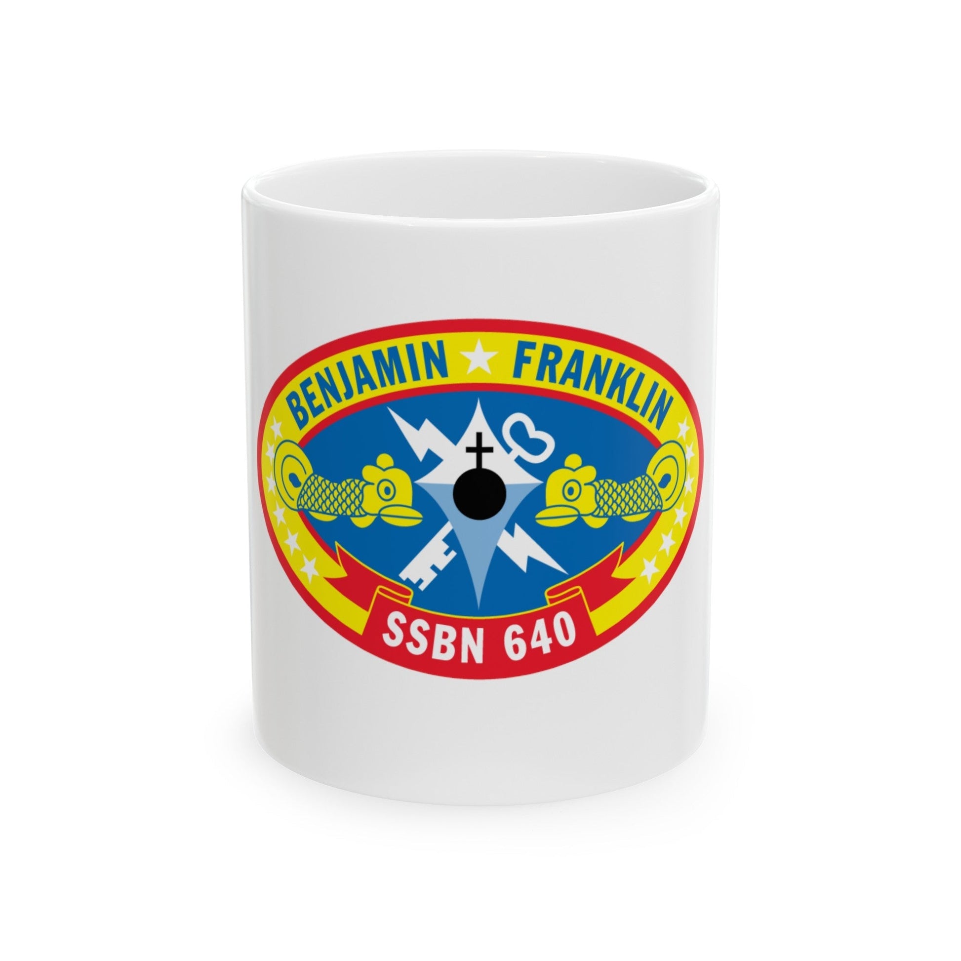 Benjamin Franklin SSBN 640 (U.S. Navy) White Coffee Mug-11oz-The Sticker Space