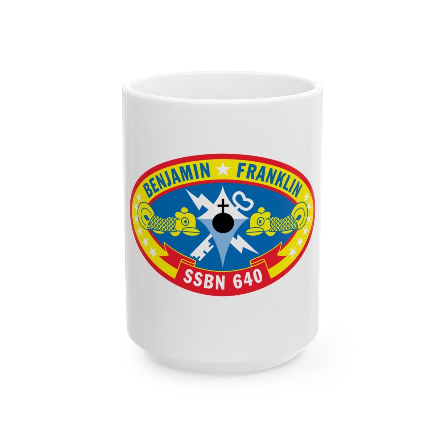 Benjamin Franklin SSBN 640 (U.S. Navy) White Coffee Mug-15oz-The Sticker Space