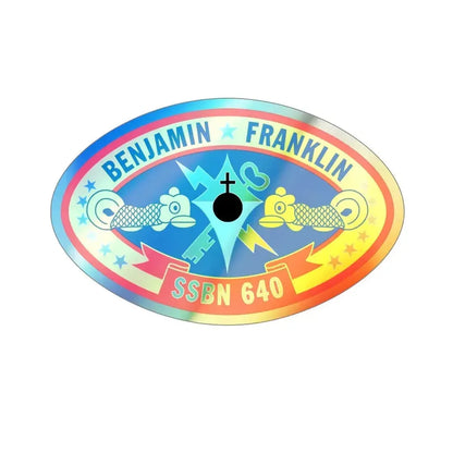 Benjamin Franklin SSBN 640 (U.S. Navy) Holographic STICKER Die-Cut Vinyl Decal 6 Inch Holographic - The Sticker Space