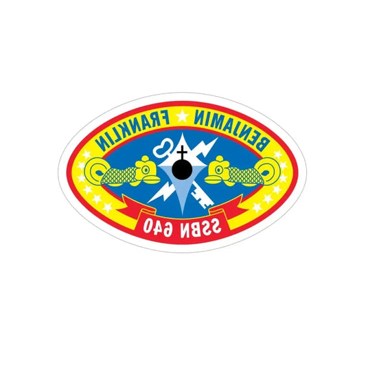 Benjamin Franklin SSBN 640 (U.S. Navy) REVERSE PRINT Transparent Die-Cut STICKER 6 Inch Die-Cut Transparent - The Sticker Space