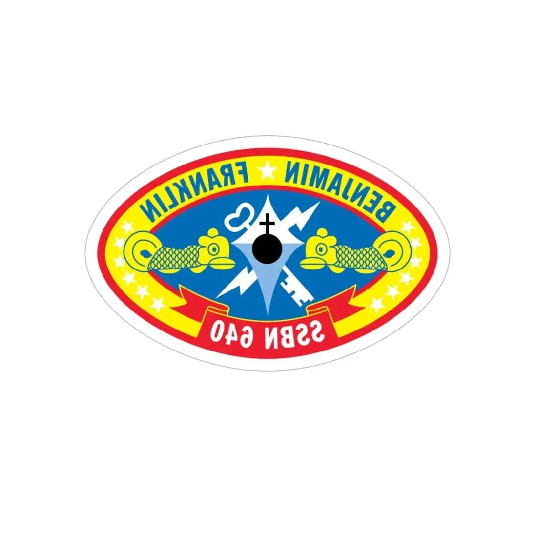 Benjamin Franklin SSBN 640 (U.S. Navy) REVERSE PRINT Transparent Die-Cut STICKER - The Sticker Space