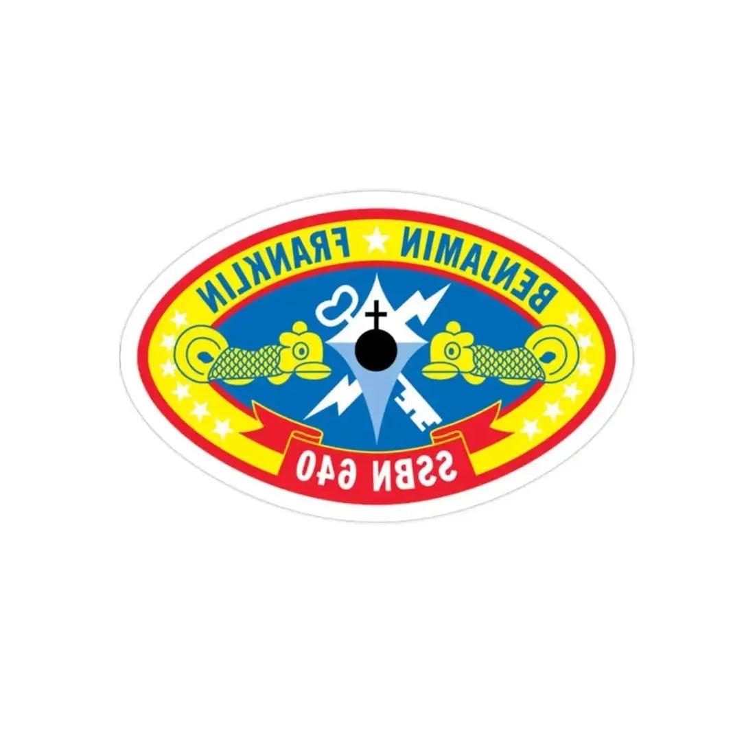 Benjamin Franklin SSBN 640 (U.S. Navy) REVERSE PRINT Transparent Die-Cut STICKER - The Sticker Space