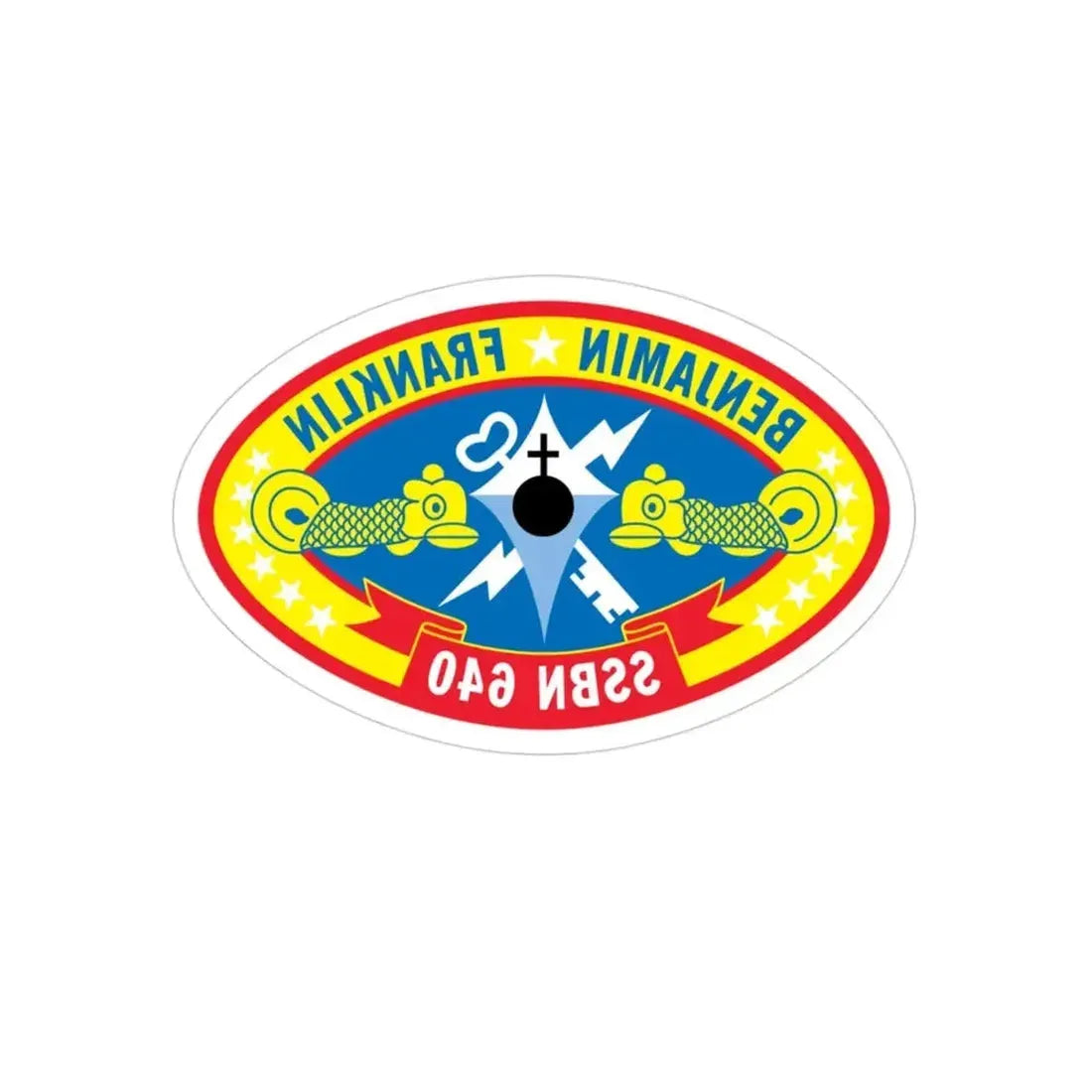 Benjamin Franklin SSBN 640 (U.S. Navy) REVERSE PRINT Transparent Die-Cut STICKER - The Sticker Space