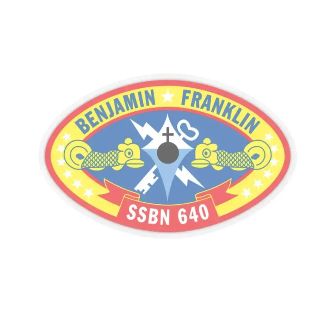 Benjamin Franklin SSBN 640 (U.S. Navy) STICKER Vinyl Kiss-Cut Decal 2 Inch Transparent - The Sticker Space