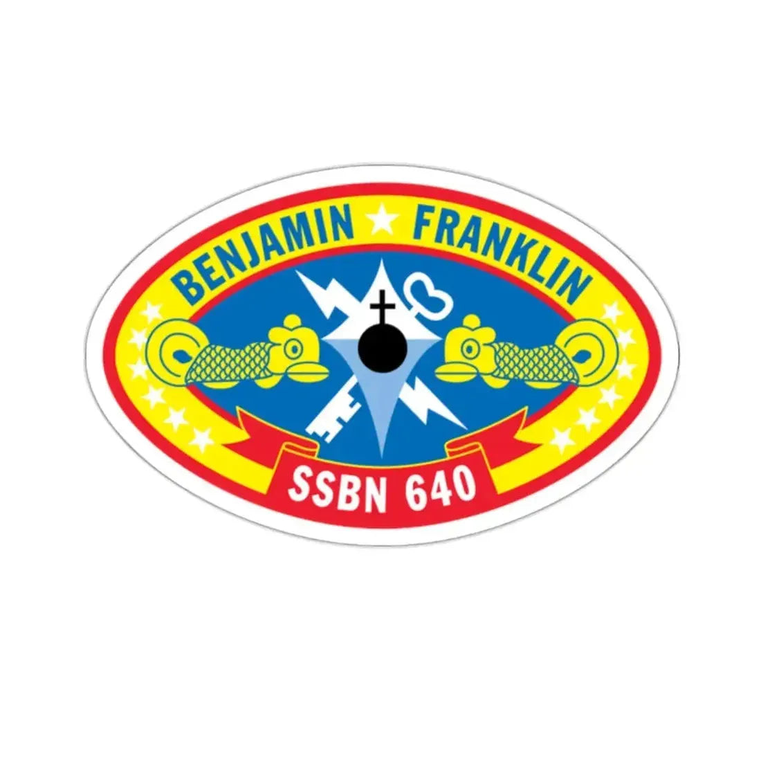 Benjamin Franklin SSBN 640 (U.S. Navy) STICKER Vinyl Kiss-Cut Decal 2 Inch White - The Sticker Space