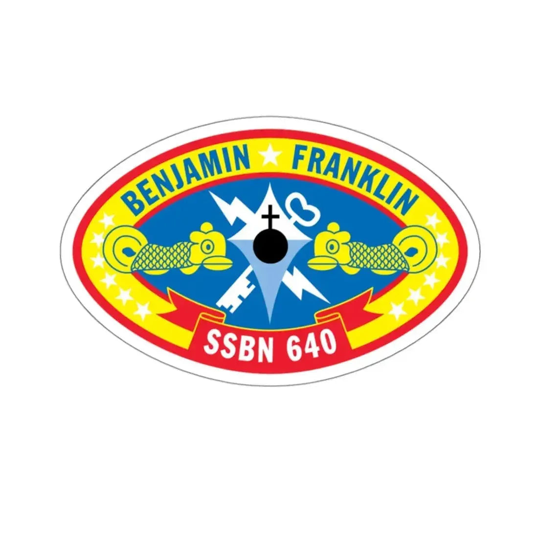 Benjamin Franklin SSBN 640 (U.S. Navy) STICKER Vinyl Kiss-Cut Decal 3 Inch White - The Sticker Space