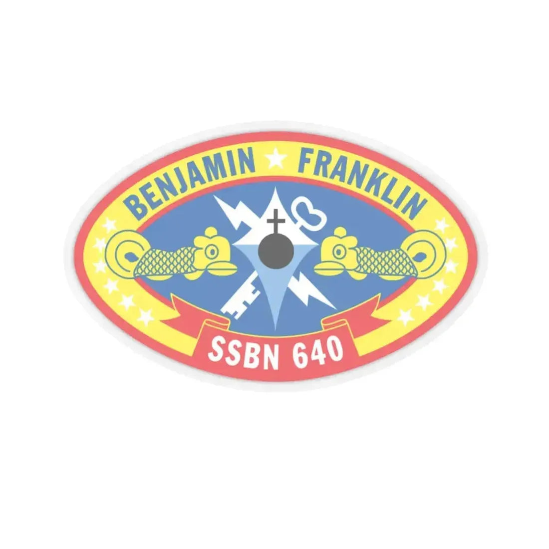 Benjamin Franklin SSBN 640 (U.S. Navy) STICKER Vinyl Kiss-Cut Decal 4 Inch Transparent - The Sticker Space