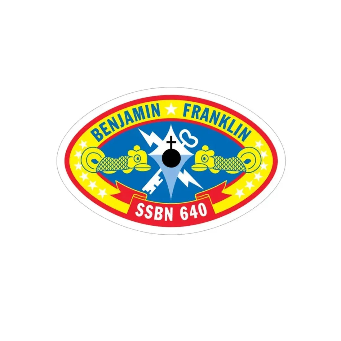 Benjamin Franklin SSBN 640 (U.S. Navy) Transparent STICKER Die-Cut Vinyl Decal 5 Inch Transparent - The Sticker Space