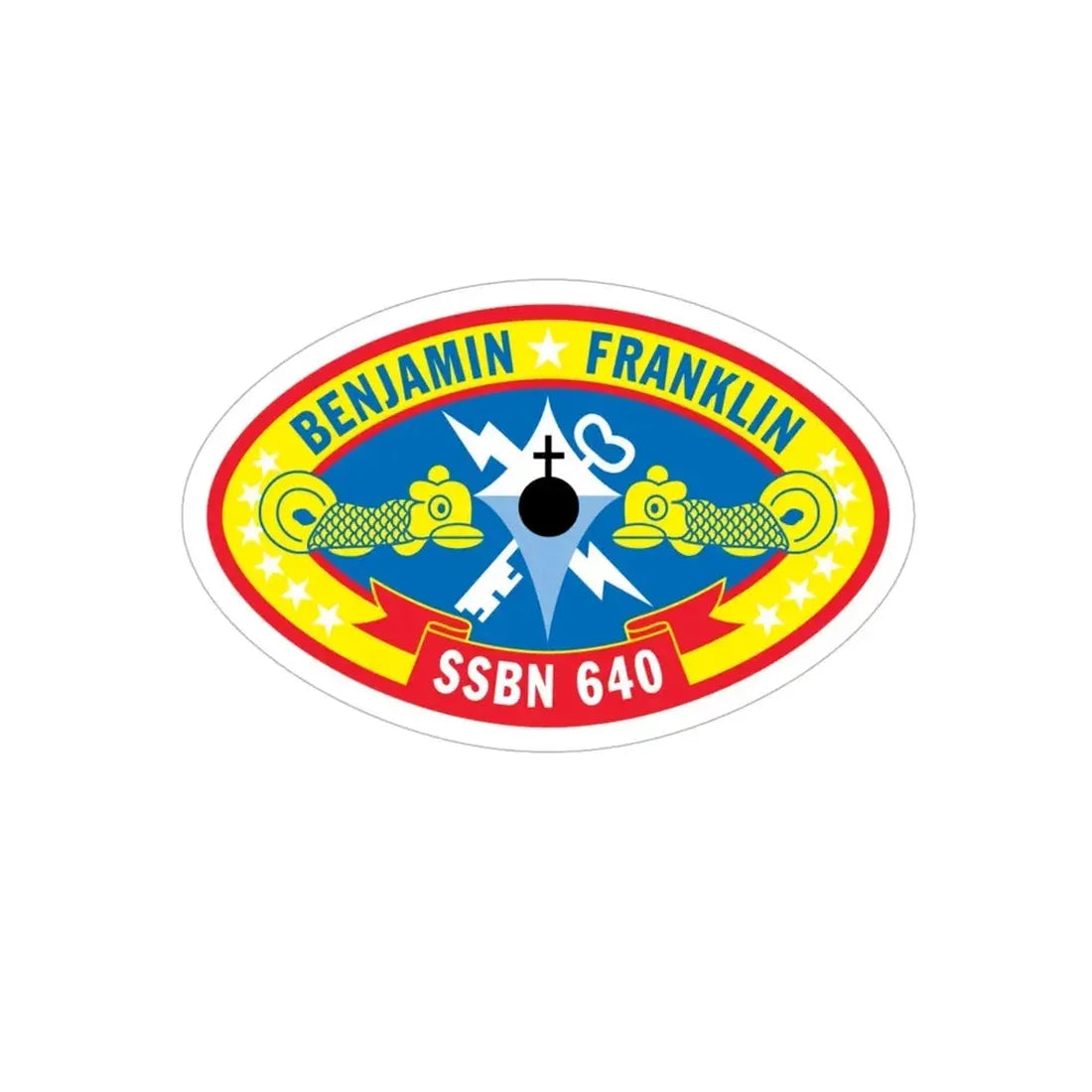 Benjamin Franklin SSBN 640 (U.S. Navy) Transparent STICKER Die-Cut Vinyl Decal 6 Inch Transparent - The Sticker Space