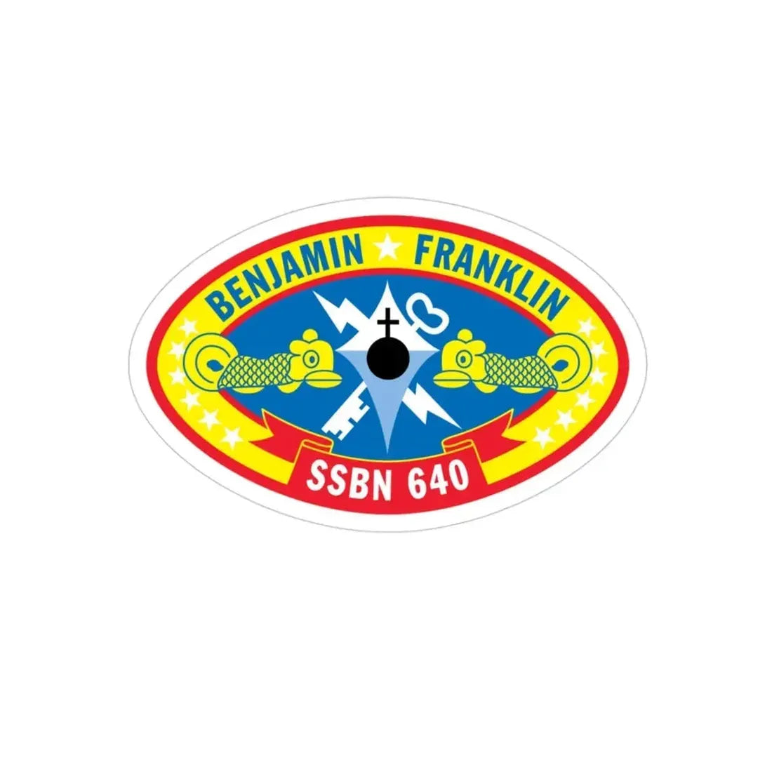 Benjamin Franklin SSBN 640 (U.S. Navy) Transparent STICKER Die-Cut Vinyl Decal - The Sticker Space
