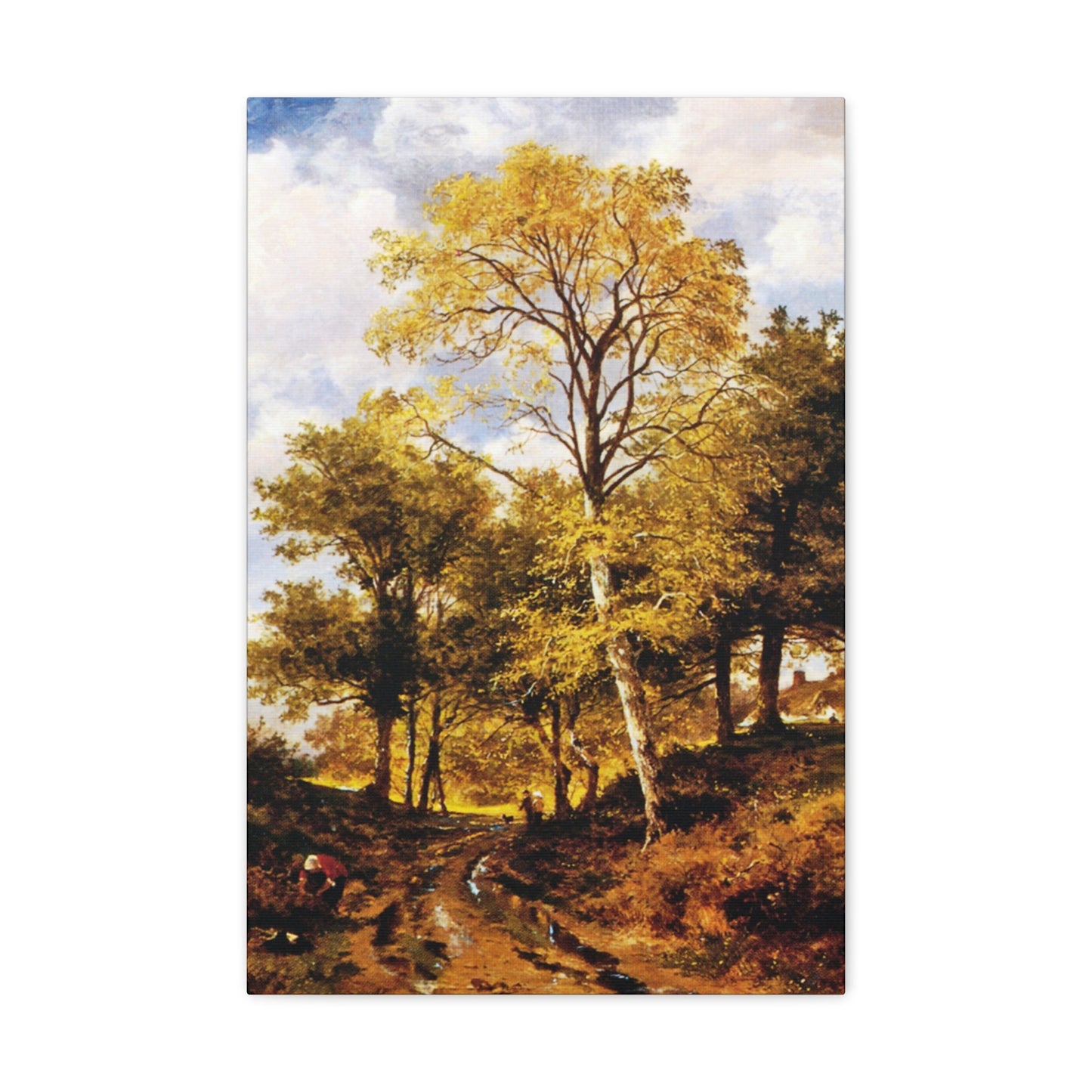 Benjamin Williams Leader (1831-1923) A Worcestershire Lane - Canvas Wall Art-16″ x 24″-The Sticker Space