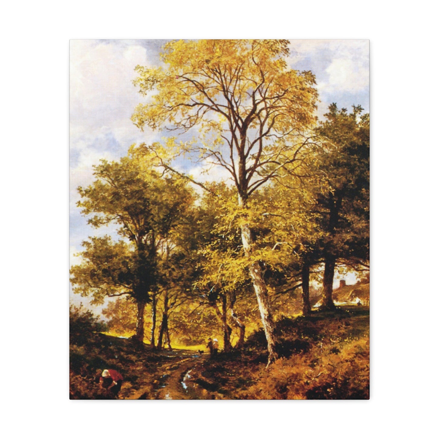 Benjamin Williams Leader (1831-1923) A Worcestershire Lane - Canvas Wall Art-20″ x 24″-The Sticker Space