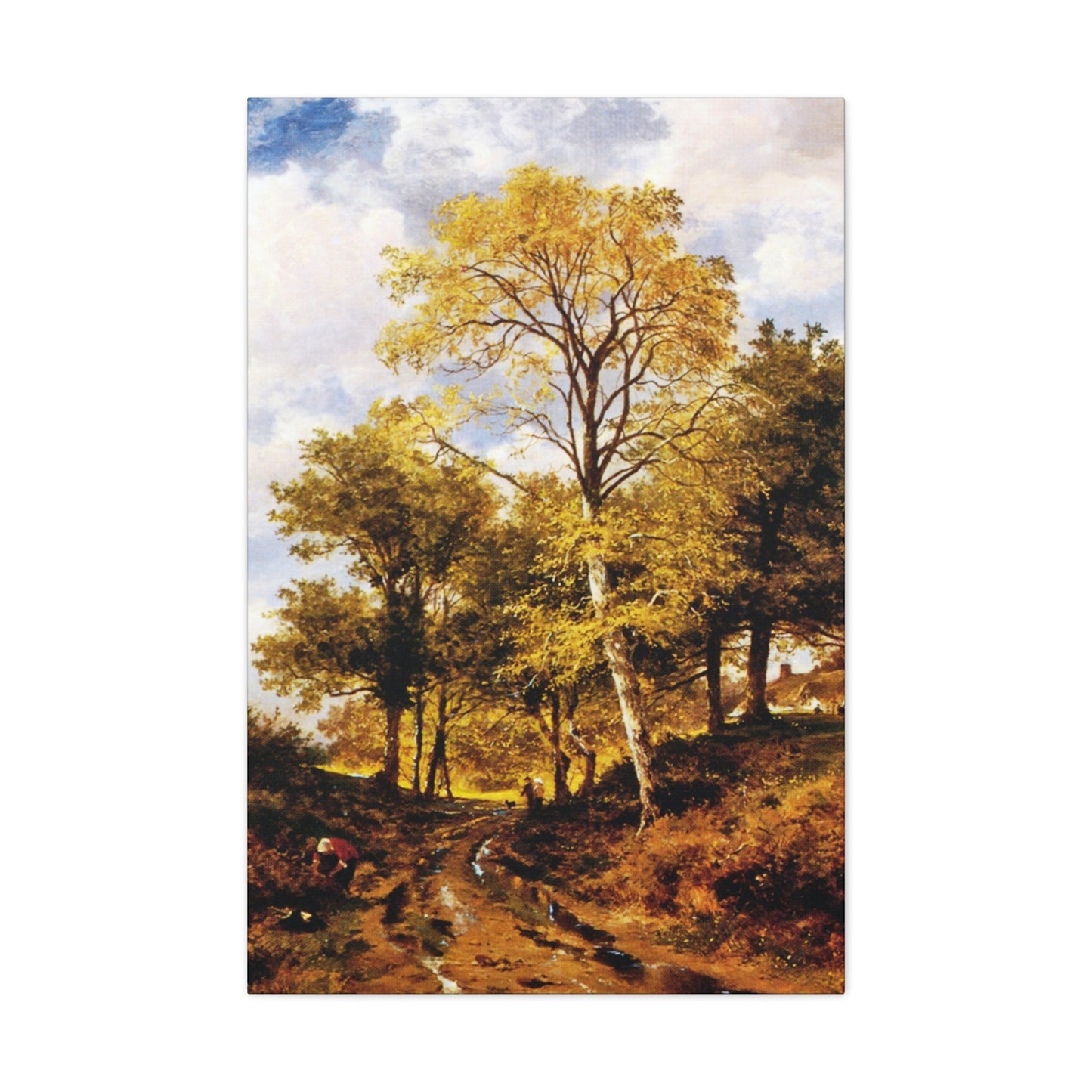 Benjamin Williams Leader (1831-1923) A Worcestershire Lane - Canvas Wall Art-24″ x 36″-The Sticker Space