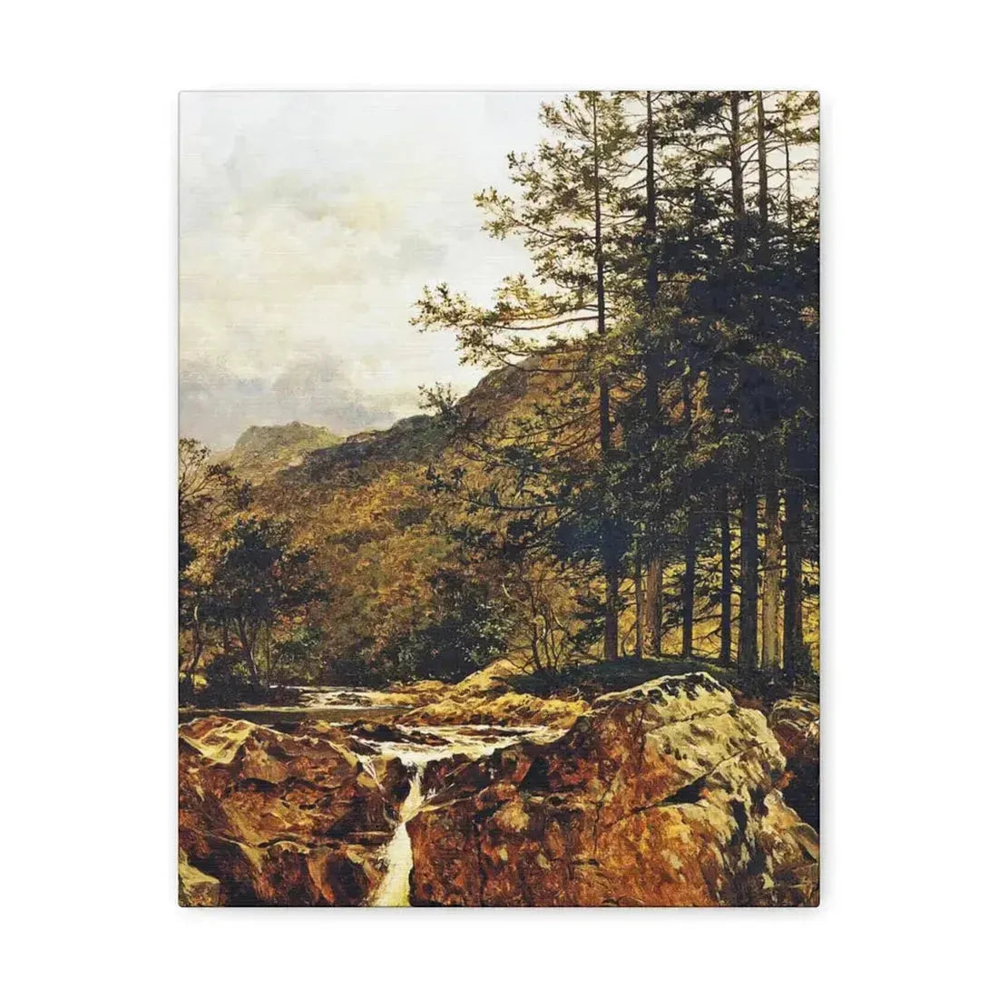 Benjamin Williams Leader (1831-1923) The Rocky Bed of a Welsh River - 1874 - Canvas Wall Art 11″ x 14″ 1.25" - The Sticker Space