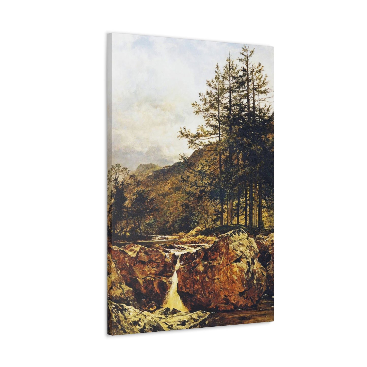 Benjamin Williams Leader (1831-1923) The Rocky Bed of a Welsh River - 1874 - Canvas Wall Art-The Sticker Space