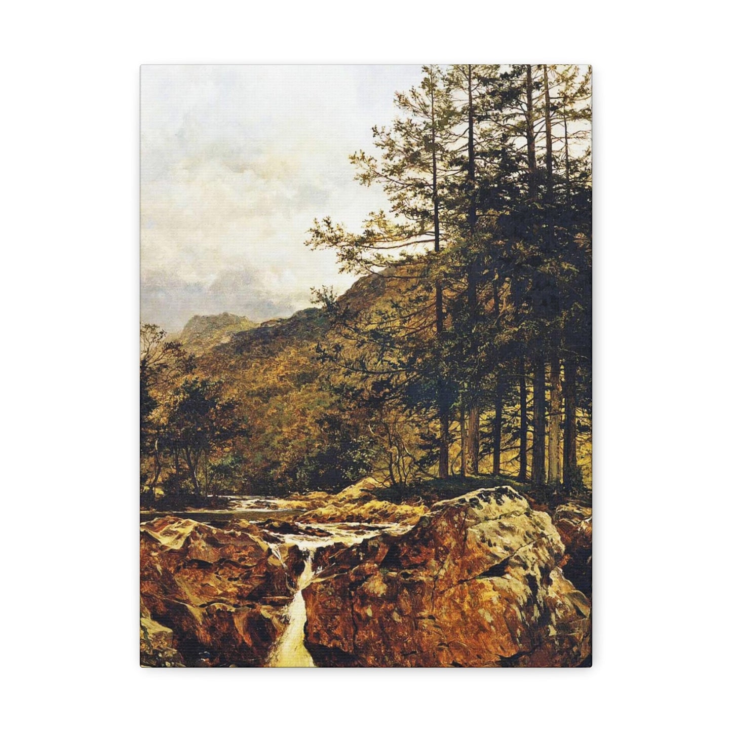 Benjamin Williams Leader (1831-1923) The Rocky Bed of a Welsh River - 1874 - Canvas Wall Art-12″ x 16″-The Sticker Space