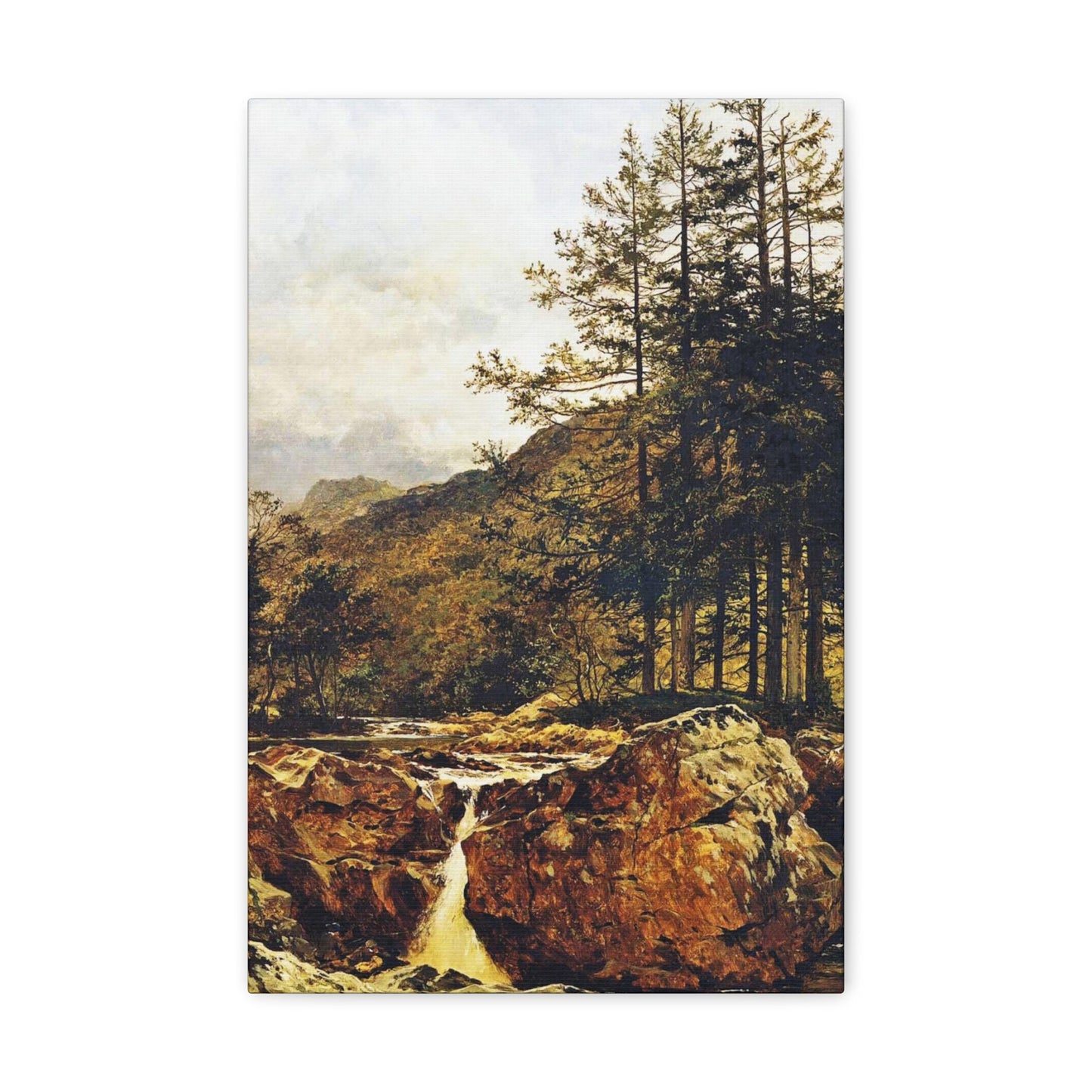 Benjamin Williams Leader (1831-1923) The Rocky Bed of a Welsh River - 1874 - Canvas Wall Art-12" x 18"-The Sticker Space